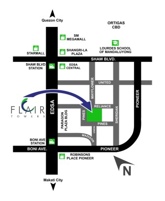 Flair Towers DMCI Reliance Mandaluyong Vicinity Map